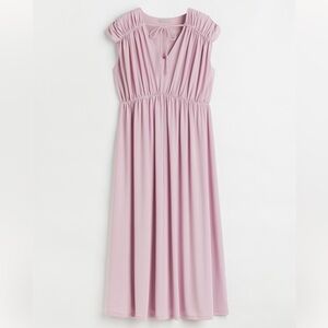 H&M Jersey Dress Long Gathered Pink Purple Size XXL
